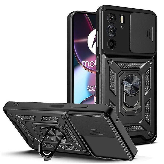 Husa pentru Motorola Edge 30 Pro cu inel Ring Armor Kickstand Tough Rugged, negru