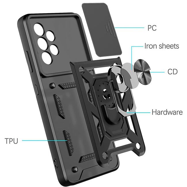 Husa pentru Samsung Galaxy A52, A52s cu inel Ring Armor Kickstand Tough, protectie camera, rose gold