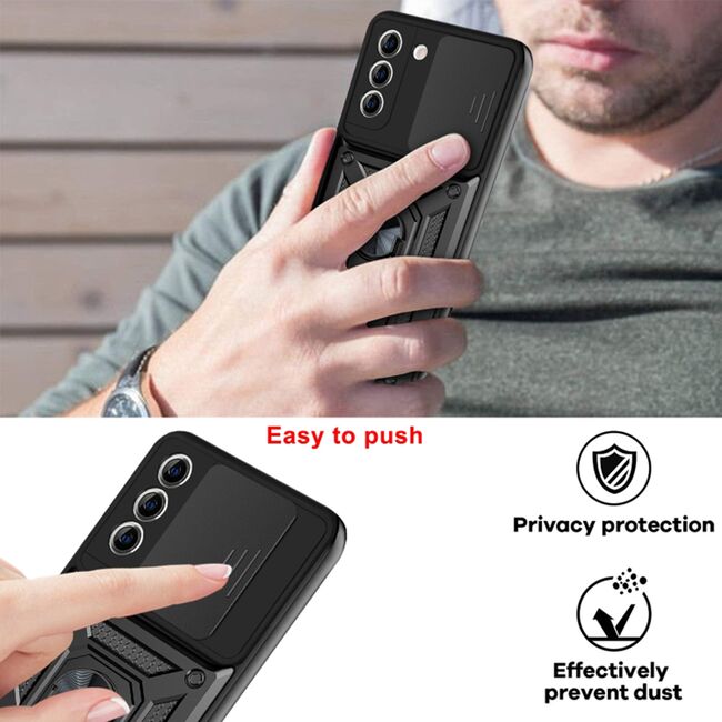 Husa pentru Samsung Galaxy S21 Plus cu inel Ring Armor Kickstand Tough, protectie camera, rose gold