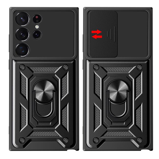 Husa pentru Samsung Galaxy S23 Ultra cu inel Ring Armor Kickstand Tough, protectie camera, albastru
