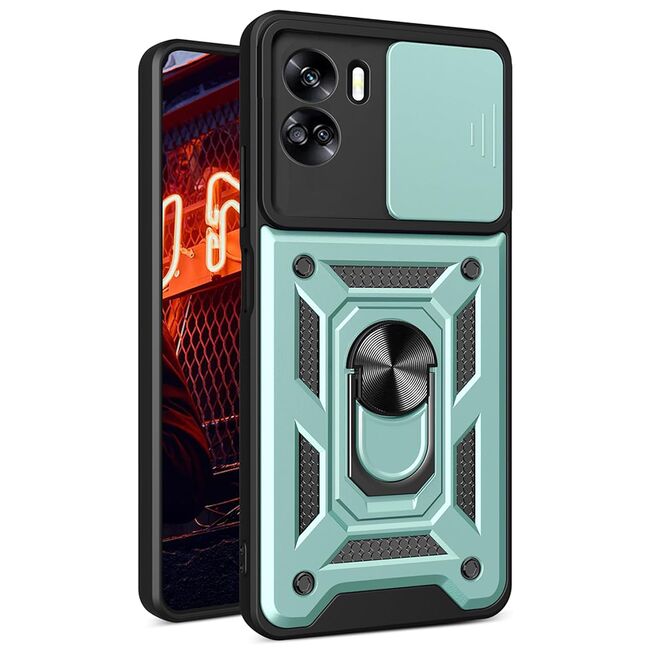 Husa pentru Honor 90 Lite Ring Armor Kickstand Tough Rugged Cover cu protectie camera, verde