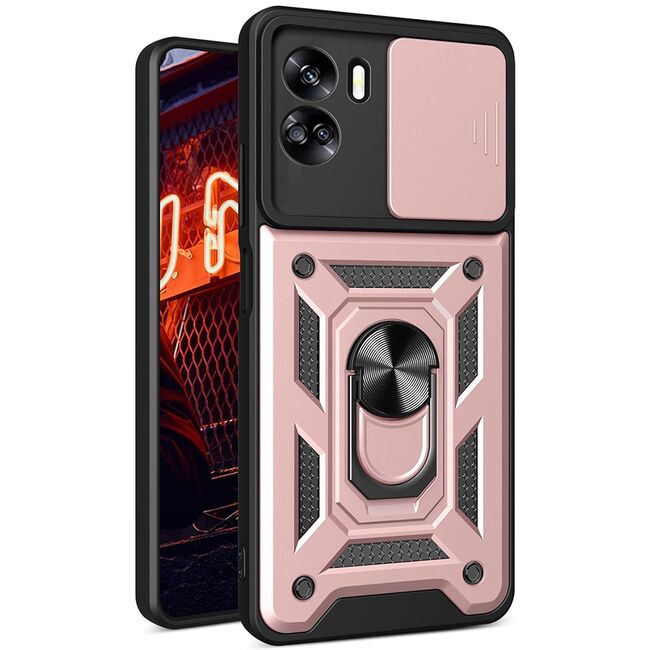 Husa pentru Honor 90 Lite Ring Armor Kickstand Tough Rugged Cover cu protectie camera, rose gold