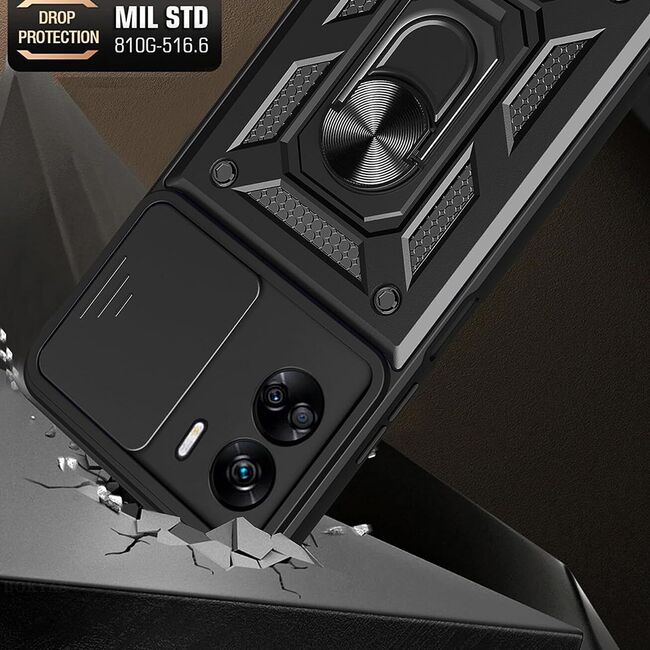 Husa pentru Honor 90 Lite Ring Armor Kickstand Tough Rugged Cover cu protectie camera, rose gold