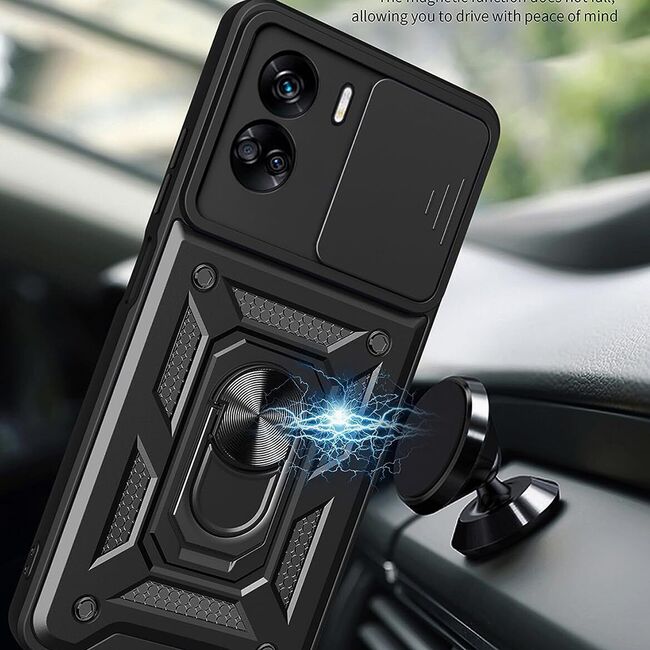 Husa pentru Honor 90 Lite Ring Armor Kickstand Tough Rugged Cover cu protectie camera, rose gold