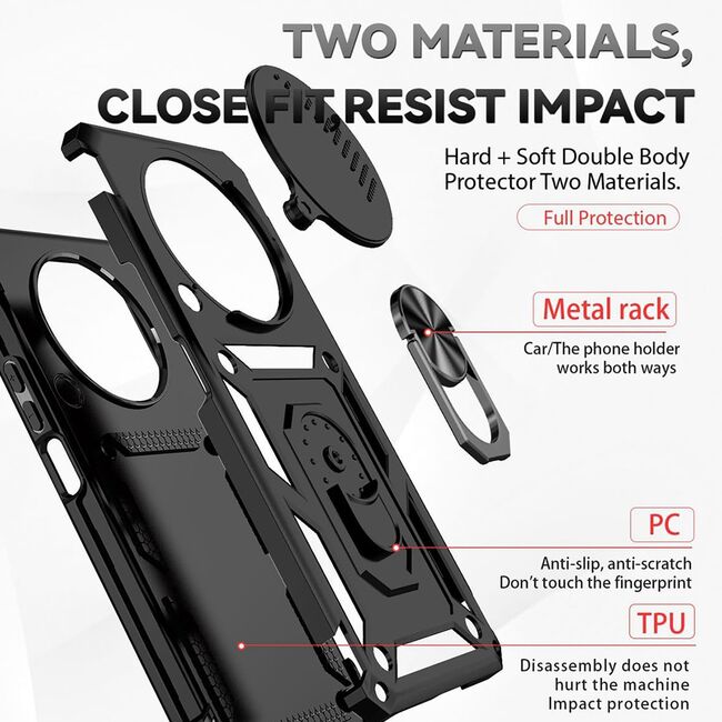 Husa pentru Honor Magic 5 Lite Ring Armor Kickstand Tough Rugged Cover cu protectie camera, rose gold