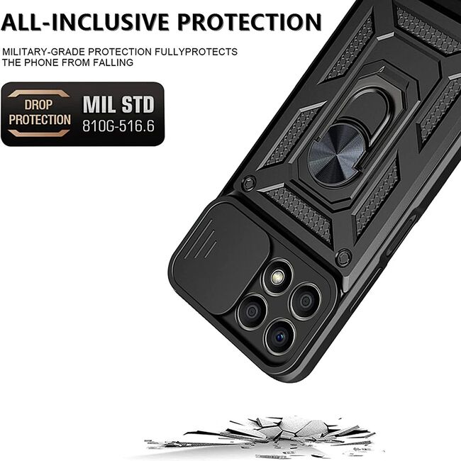 Husa pentru Honor 70 Lite, X6, X8 5G Ring Armor Kickstand Tough Rugged Cover cu protectie camera, rose gold