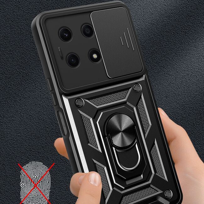 Husa pentru Honor X8a Ring Armor Kickstand Tough Rugged Cover cu protectie camera, rose gold