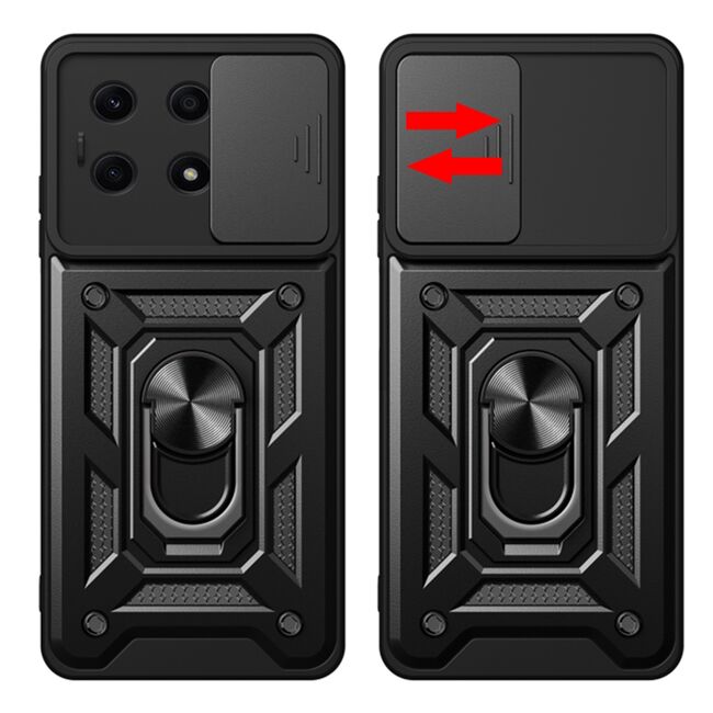 Husa pentru Honor X8a Ring Armor Kickstand Tough Rugged Cover cu protectie camera, rose gold