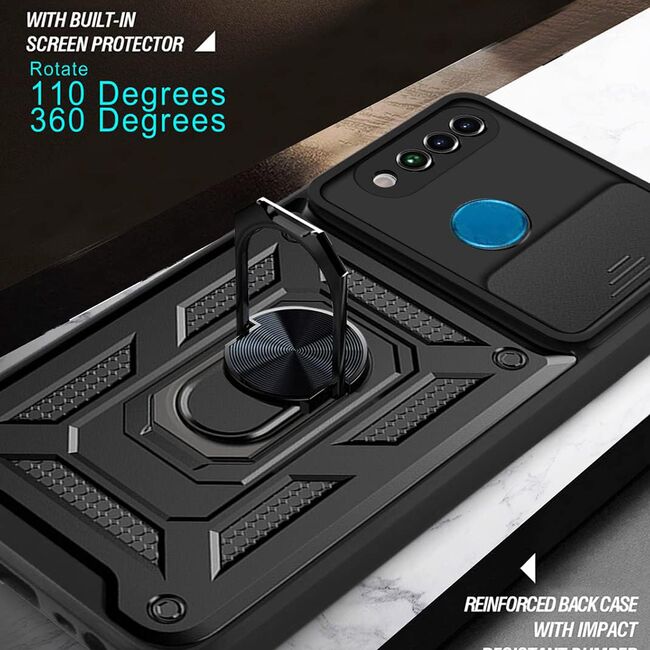 Husa pentru Huawei P30 Lite Armor Kickstand Tough Rugged Cover cu protectie camera, rose gold