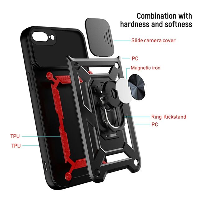 Husa pentru iPhone 7 Plus / 8 Plus cu inel Ring Armor Kickstand Tough Rugged, verde