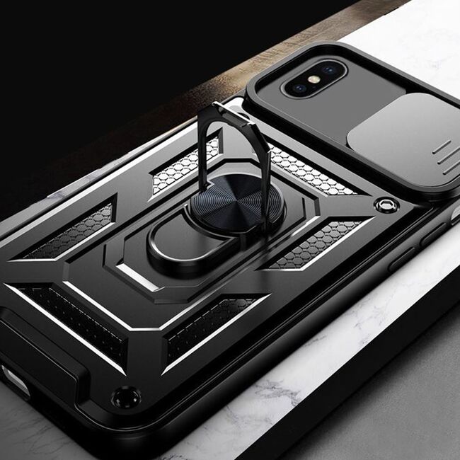 Husa pentru iPhone X / XS cu inel Ring Armor Kickstand Tough Rugged, verde