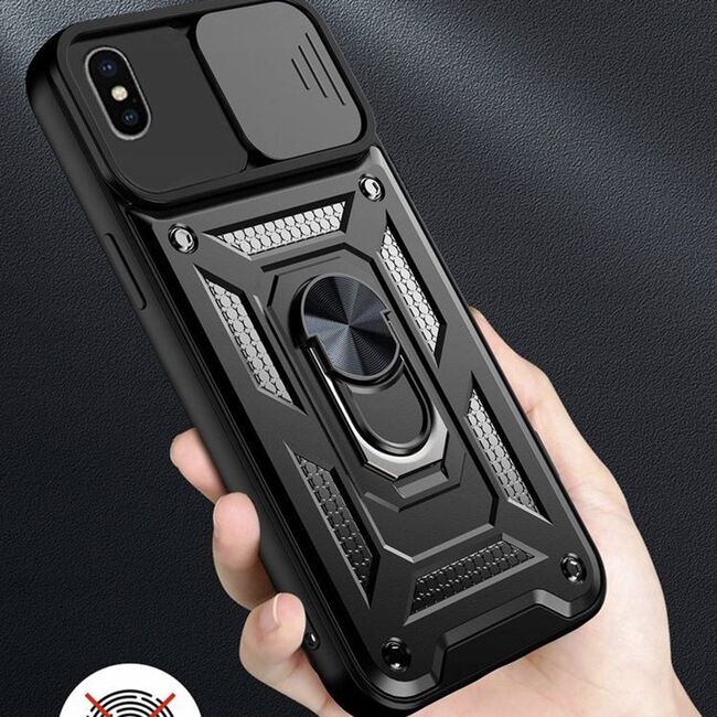 Husa pentru iPhone X / XS cu inel Ring Armor Kickstand Tough Rugged, verde