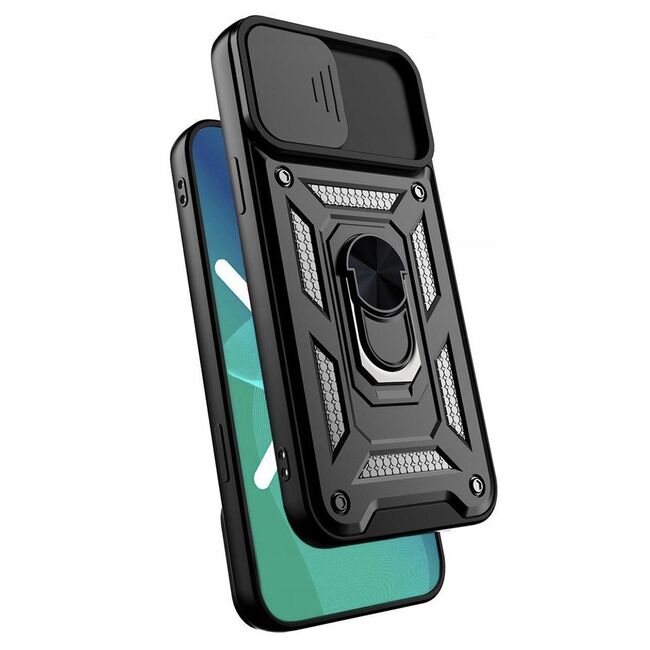 Husa pentru iPhone X / XS cu inel Ring Armor Kickstand Tough Rugged, verde