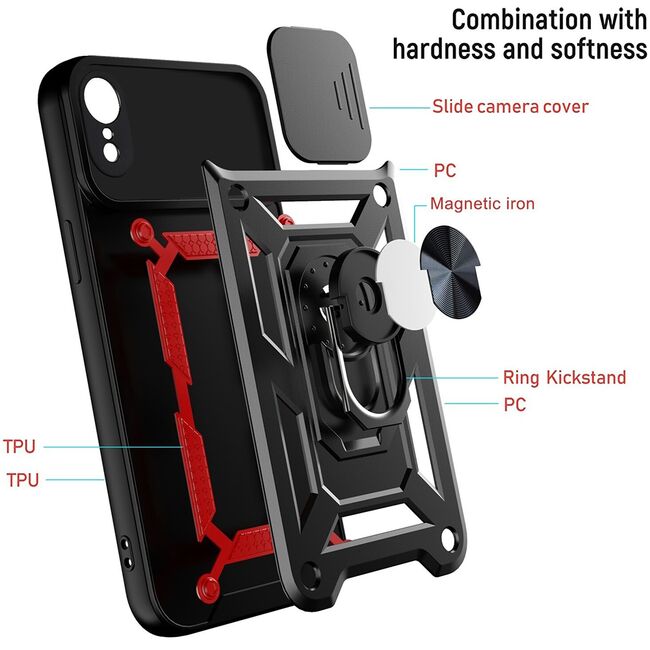 Husa pentru iPhone XR cu inel Ring Armor Kickstand Tough Rugged, verde