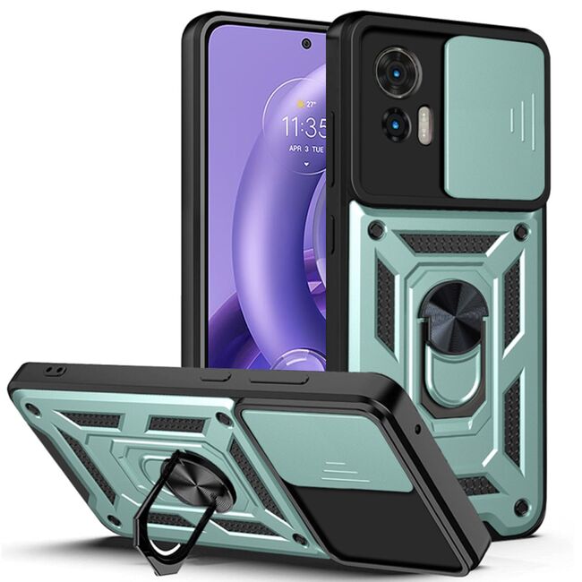 Husa pentru Motorola Edge 30 NEO cu inel Ring Armor Kickstand Tough Rugged, verde