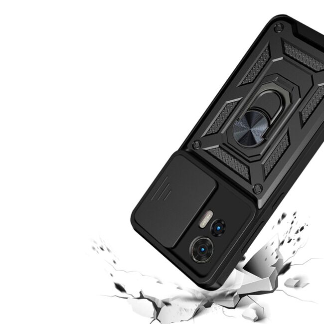 Husa pentru Motorola Edge 30 NEO cu inel Ring Armor Kickstand Tough Rugged, rose gold