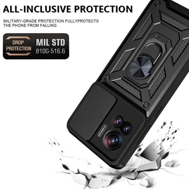 Husa pentru Motorola Edge 30 Ultra cu inel Ring Armor Kickstand Tough Rugged, rose gold