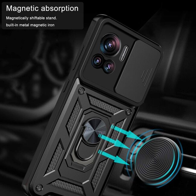 Husa pentru Motorola Edge 30 Ultra cu inel Ring Armor Kickstand Tough Rugged, rose gold
