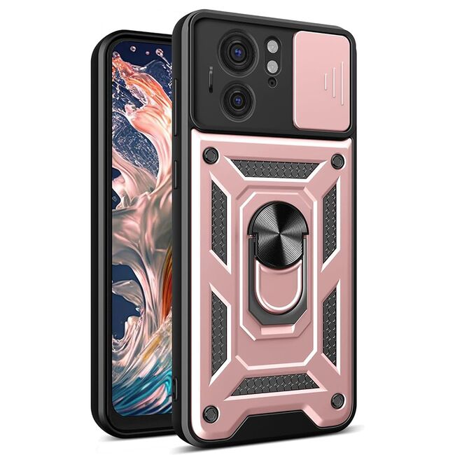 Husa pentru Motorola Edge 40 cu inel Ring Armor Kickstand Tough Rugged, rose gold
