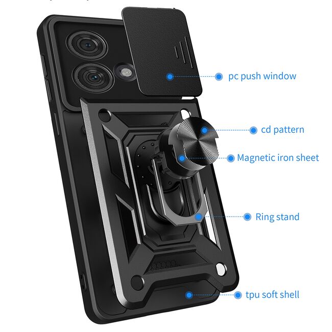 Husa pentru Motorola Edge 40 NEO cu inel Ring Armor Kickstand Tough Rugged, rose gold