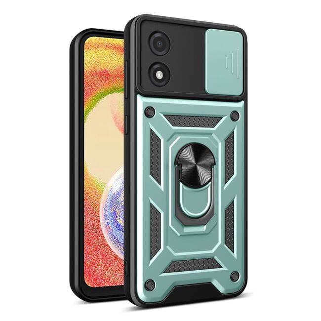 Husa pentru Motorola Moto E13 cu inel Ring Armor Kickstand Tough, protectie camera, verde