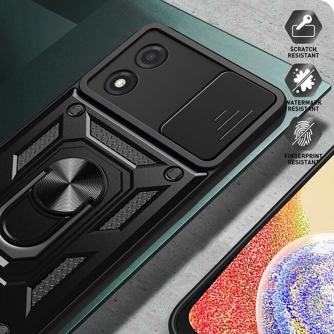 Husa pentru Motorola Moto E13 cu inel Ring Armor Kickstand Tough, protectie camera, verde