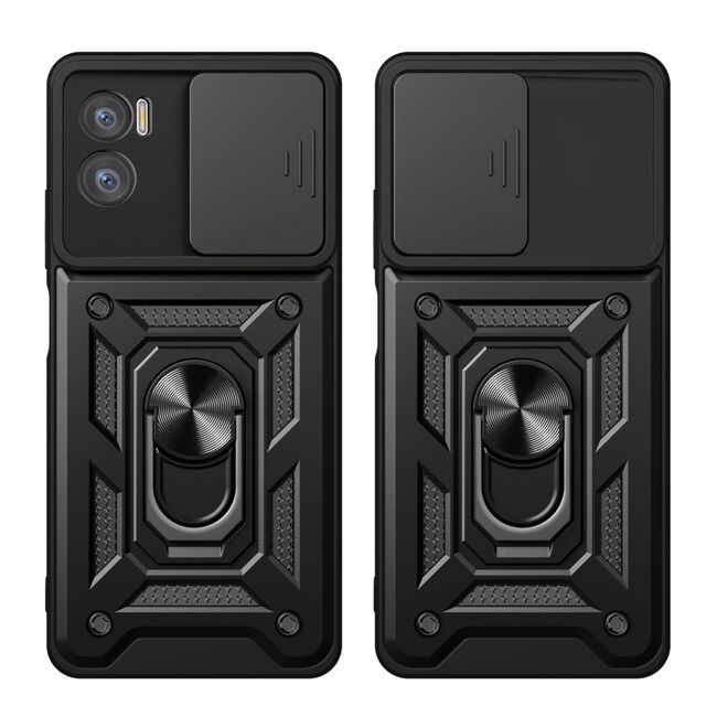 Husa Motorola Moto E22, E22i cu inel Ring Armor Kickstand Tough, protectie camera rose gold