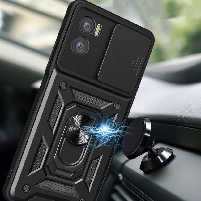 Husa Motorola Moto E22, E22i cu inel Ring Armor Kickstand Tough, protectie camera rose gold