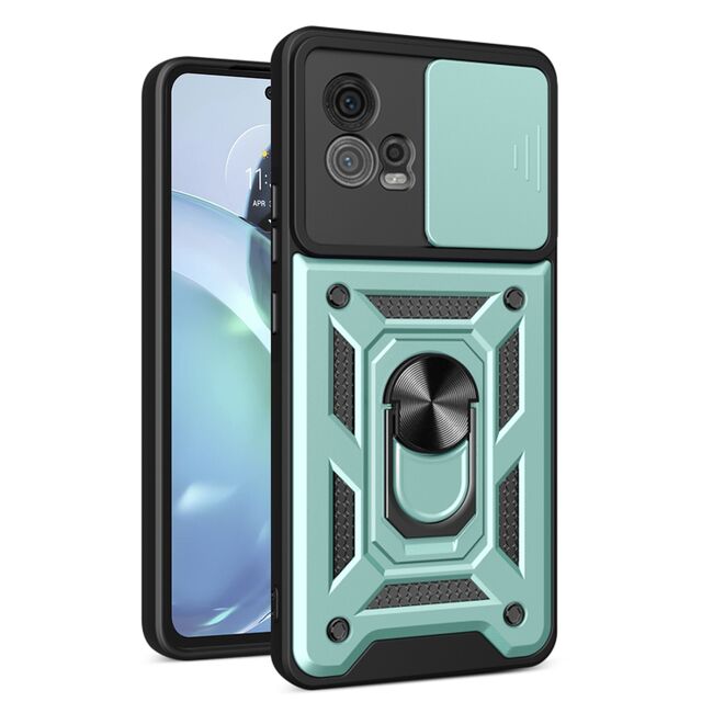 Husa pentru Motorola Moto G72 Ring Armor Kickstand Tough, protectie camera, verde