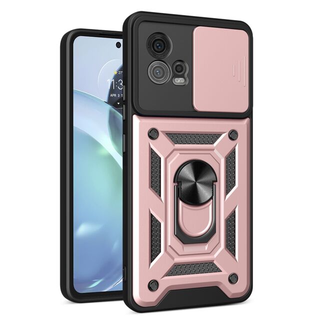 Husa pentru Motorola Moto G72 Ring Armor Kickstand Tough, protectie camera, rose gold