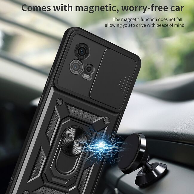 Husa pentru Motorola Moto G72 Ring Armor Kickstand Tough, protectie camera, rose gold