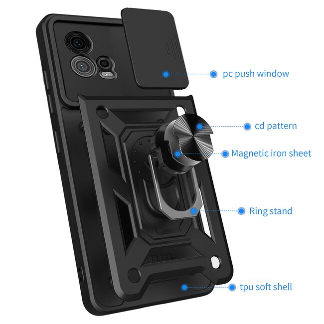 Husa pentru Motorola Moto G72 Ring Armor Kickstand Tough, protectie camera, rose gold