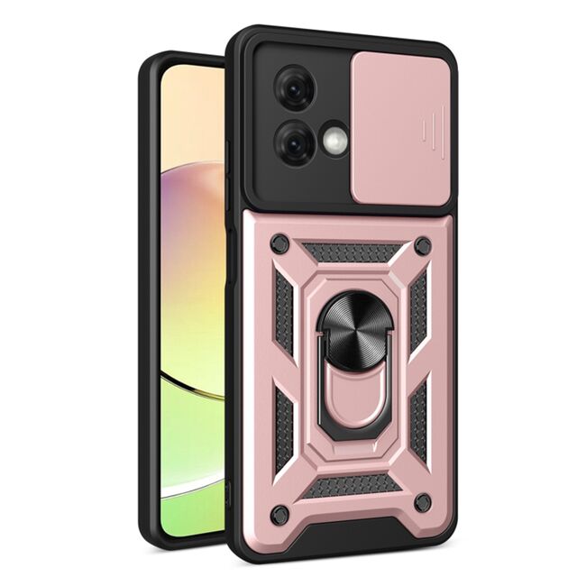 Husa pentru Motorola Moto G84 Ring Armor Kickstand Tough, protectie camera, rose gold