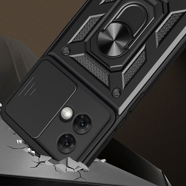 Husa pentru Motorola Moto G84 Ring Armor Kickstand Tough, protectie camera, rose gold