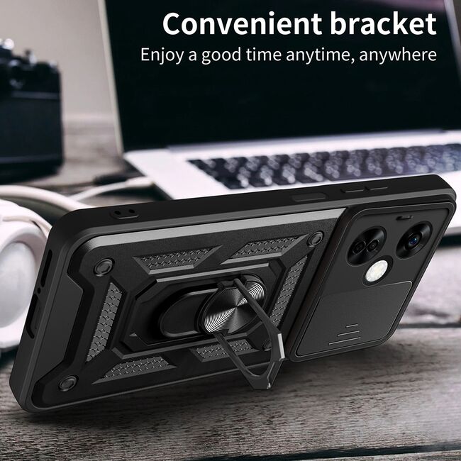 Husa pentru OnePlus Nord CE 3 Lite Ring Armor Kickstand Tough, protectie camera, verde