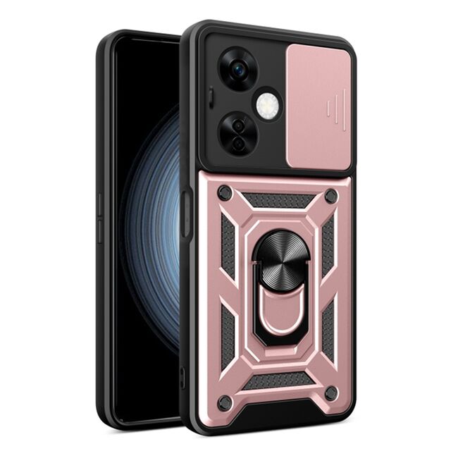 Husa pentru OnePlus Nord CE 3 Lite Ring Armor Kickstand Tough, protectie camera, rose gold