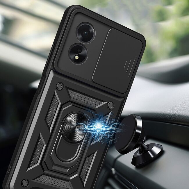 Husa pentru Oppo A18 / A38 cu inel Ring Armor Kickstand Tough, protectie camera, verde