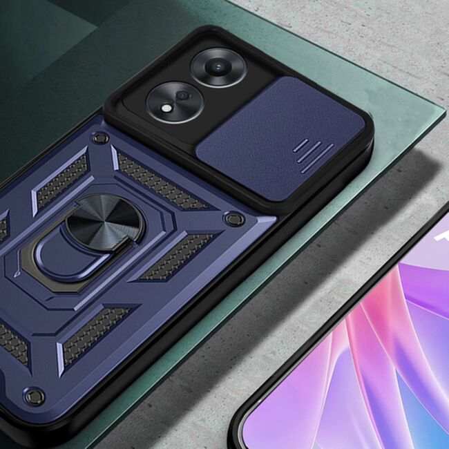 Husa pentru Oppo A78 5G cu inel Ring Armor Kickstand Tough, protectie camera, verde
