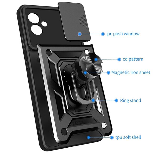 Husa pentru Samsung Galaxy A04e cu inel Ring Armor Kickstand Tough, protectie camera, verde