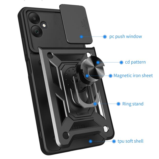 Husa pentru Samsung Galaxy A05 cu inel Ring Armor Kickstand Tough, protectie camera, verde