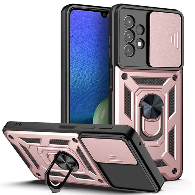 Husa pentru Samsung Galaxy A13 4G cu inel Ring Armor Kickstand Tough, protectie camera, rose gold