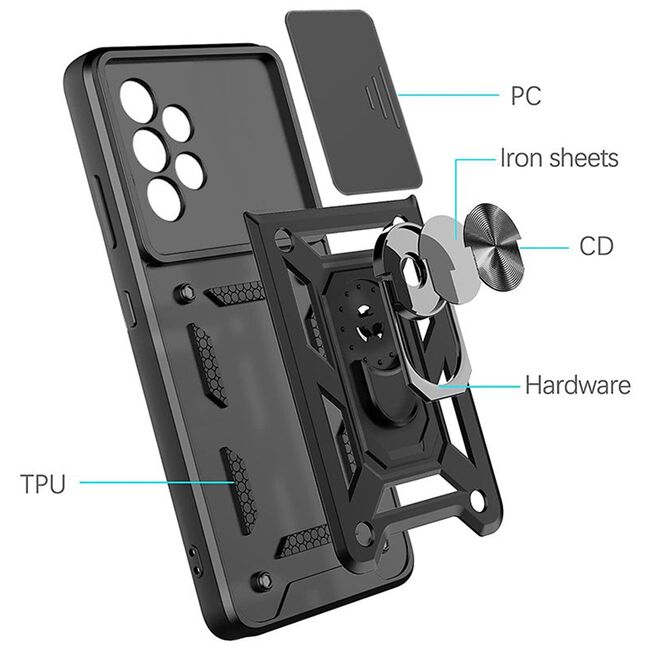 Husa pentru Samsung Galaxy A13 4G cu inel Ring Armor Kickstand Tough, protectie camera, rose gold