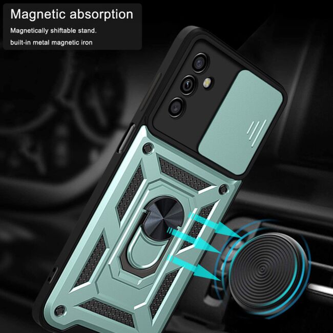 Husa pentru Samsung Galaxy A13 5G / A04s cu inel Ring Armor Kickstand Tough, protectie camera, verde