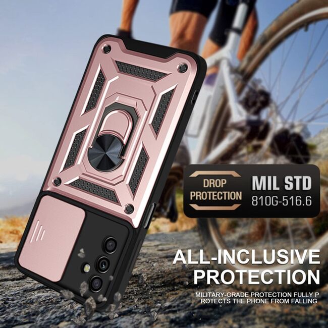 Husa pentru Samsung Galaxy A13 5G / A04s cu inel Ring Armor Kickstand Tough, protectie camera, rose gold