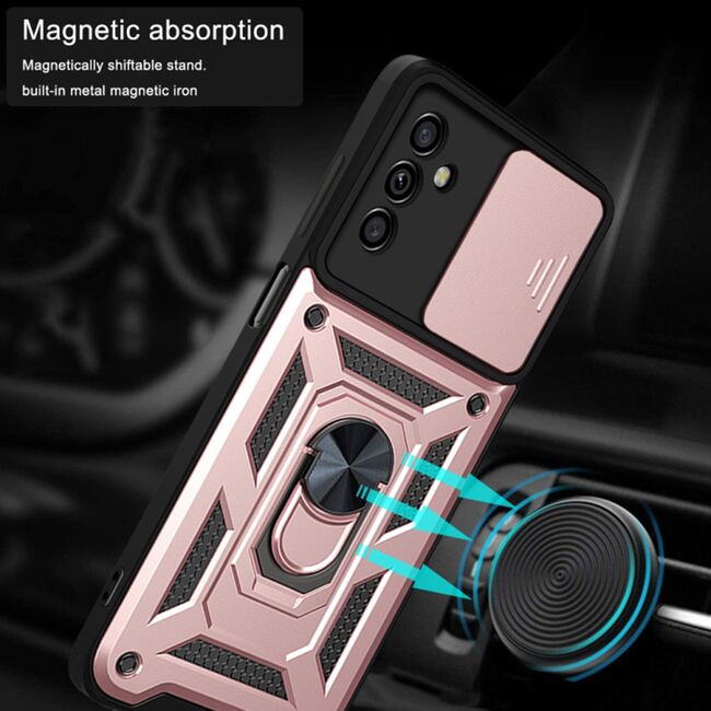 Husa pentru Samsung Galaxy A13 5G / A04s cu inel Ring Armor Kickstand Tough, protectie camera, rose gold
