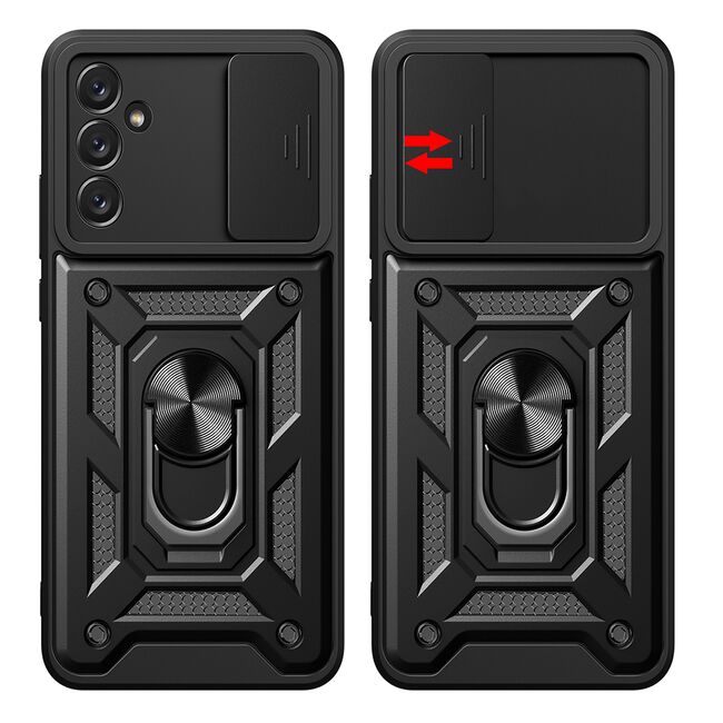 Husa pentru Samsung Galaxy A14 cu inel Ring Armor Kickstand Tough, protectie camera, verde