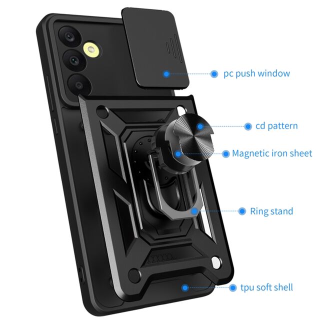 Husa pentru Samsung Galaxy A25 cu inel Ring Armor Kickstand Tough, protectie camera, verde