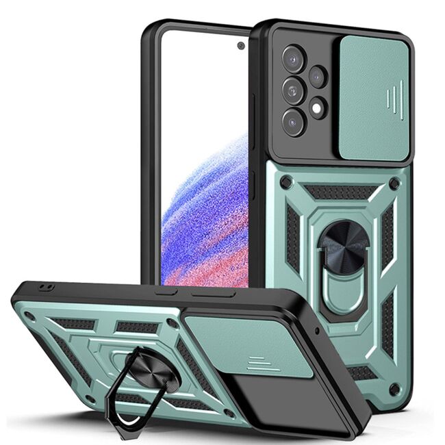Husa pentru Samsung Galaxy A53 cu inel Ring Armor Kickstand Tough, protectie camera, verde