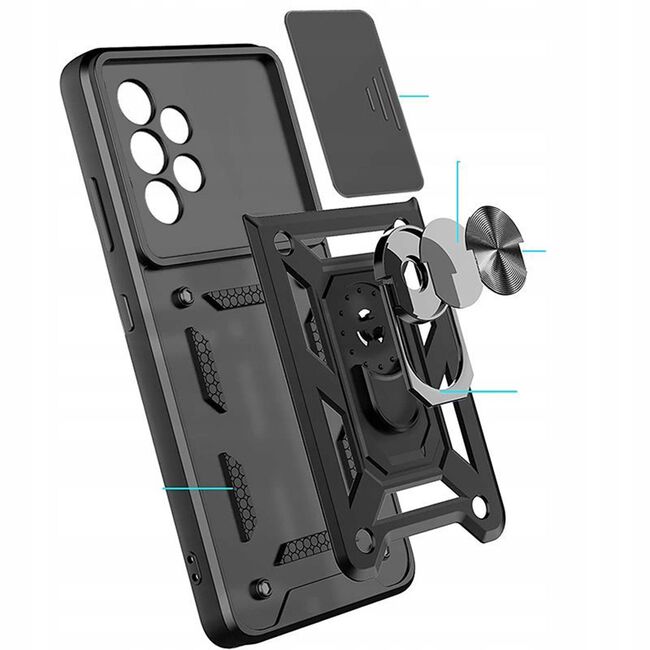 Husa pentru Samsung Galaxy A53 cu inel Ring Armor Kickstand Tough, protectie camera, verde
