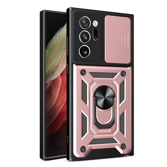 Husa pentru Samsung Galaxy Note 20 Ultra cu inel Ring Armor Kickstand Tough, protectie camera, rose gold